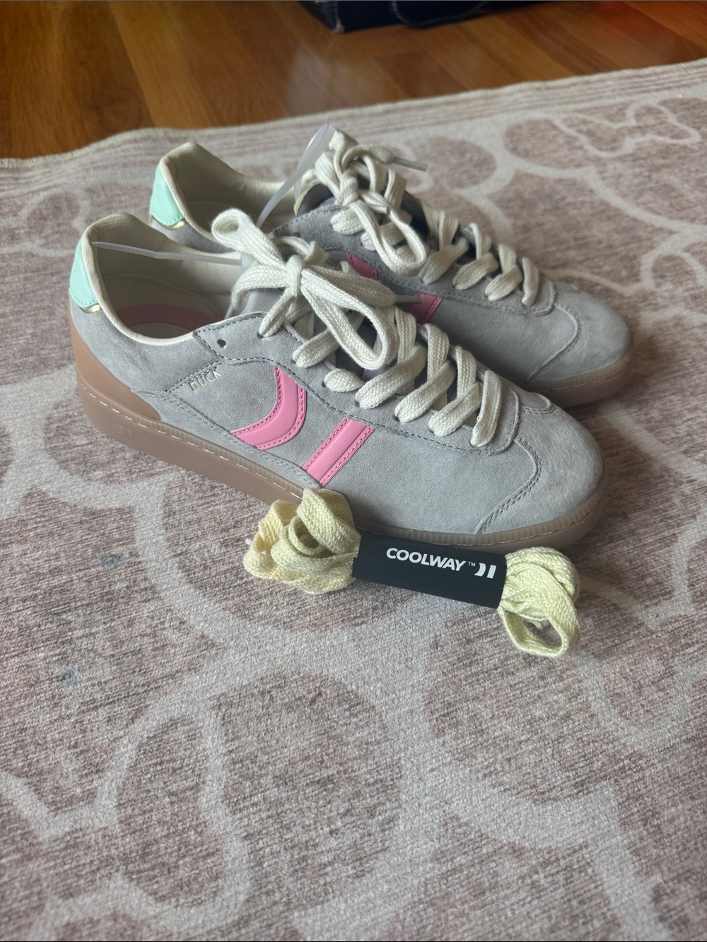 Coolway Duck Grey Pink suede sneakers size 8 NWOB